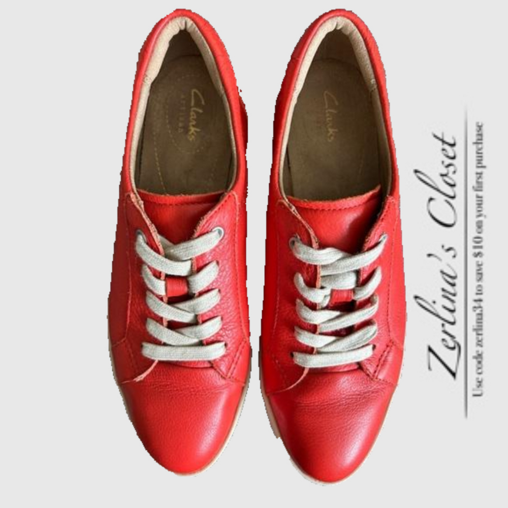 Clarks Artisan Cordella Chant Leather Sneakers Grenadine 7.5